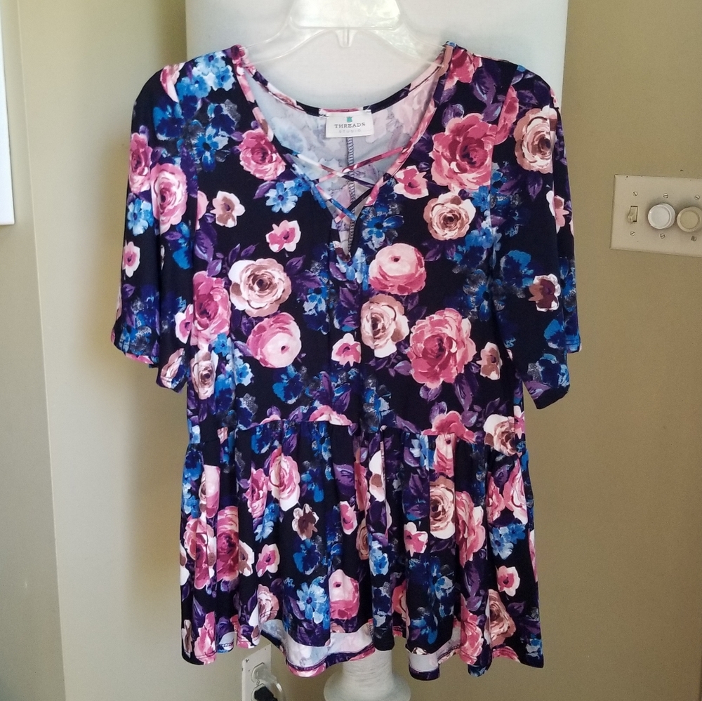 Threads Studio Floral Peplum Top